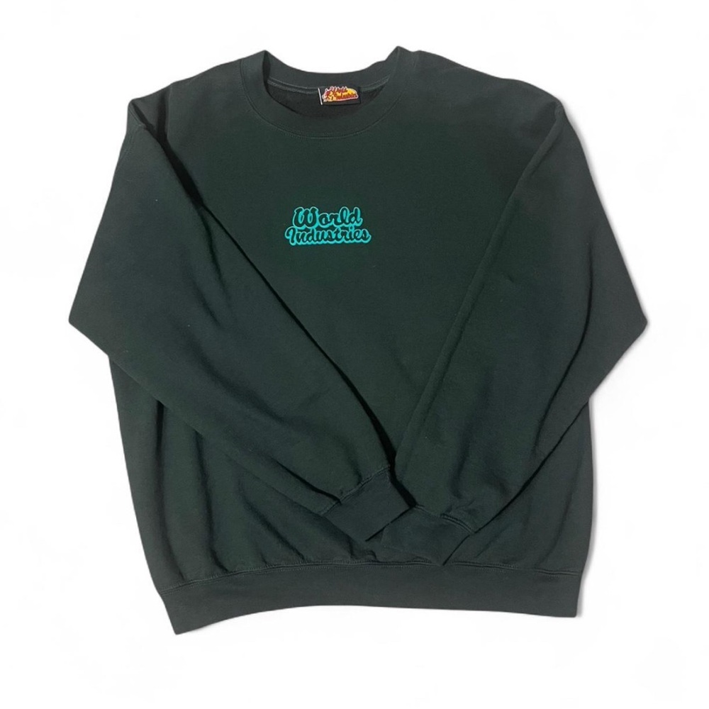 Green Crewneck Sweater with Ribbed Cuffs